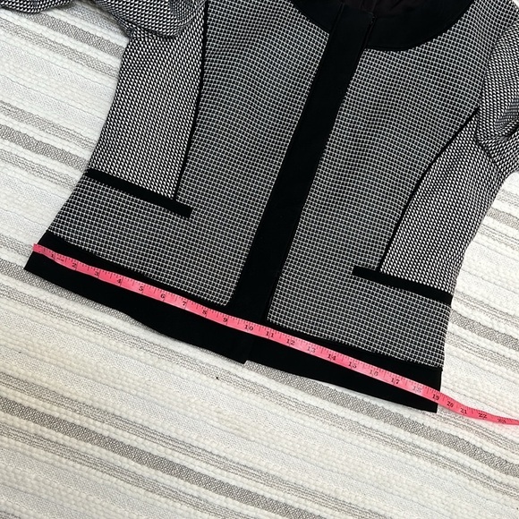 Ann Taylor Womens Small Knit Blazer Jacket Houndstooth Black Trim Office Chic S - Picture 5 of 11